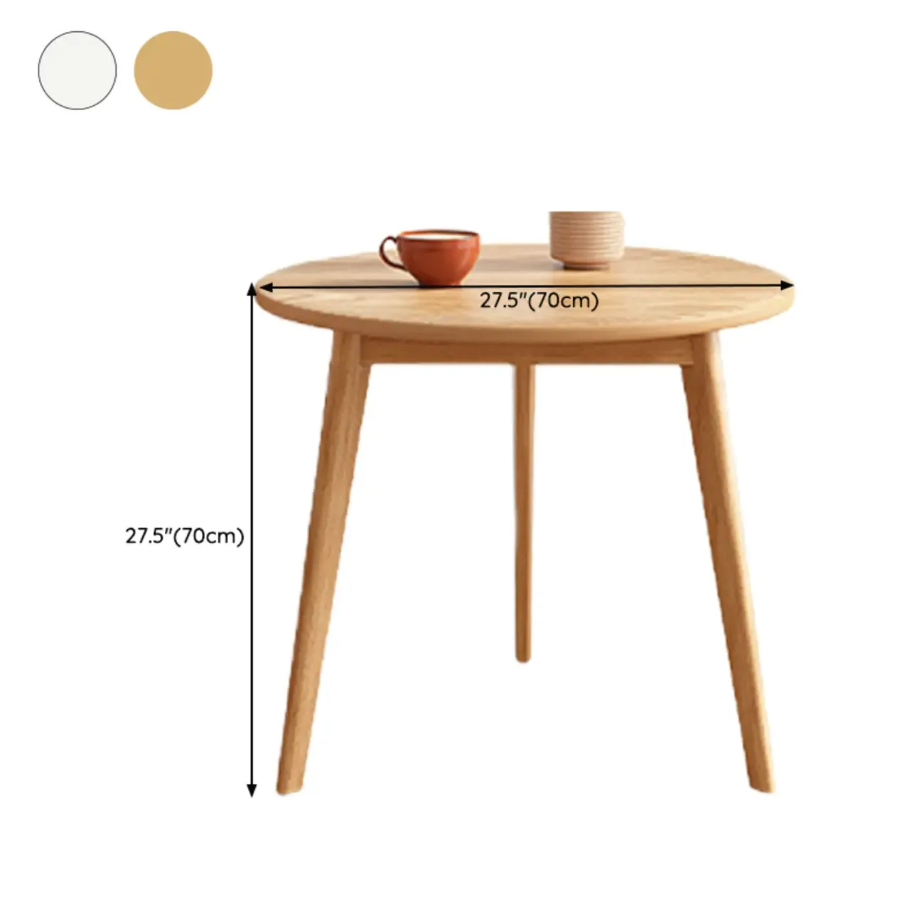 Contemporary Natural Wood Round three Legs Side Table Image - 43