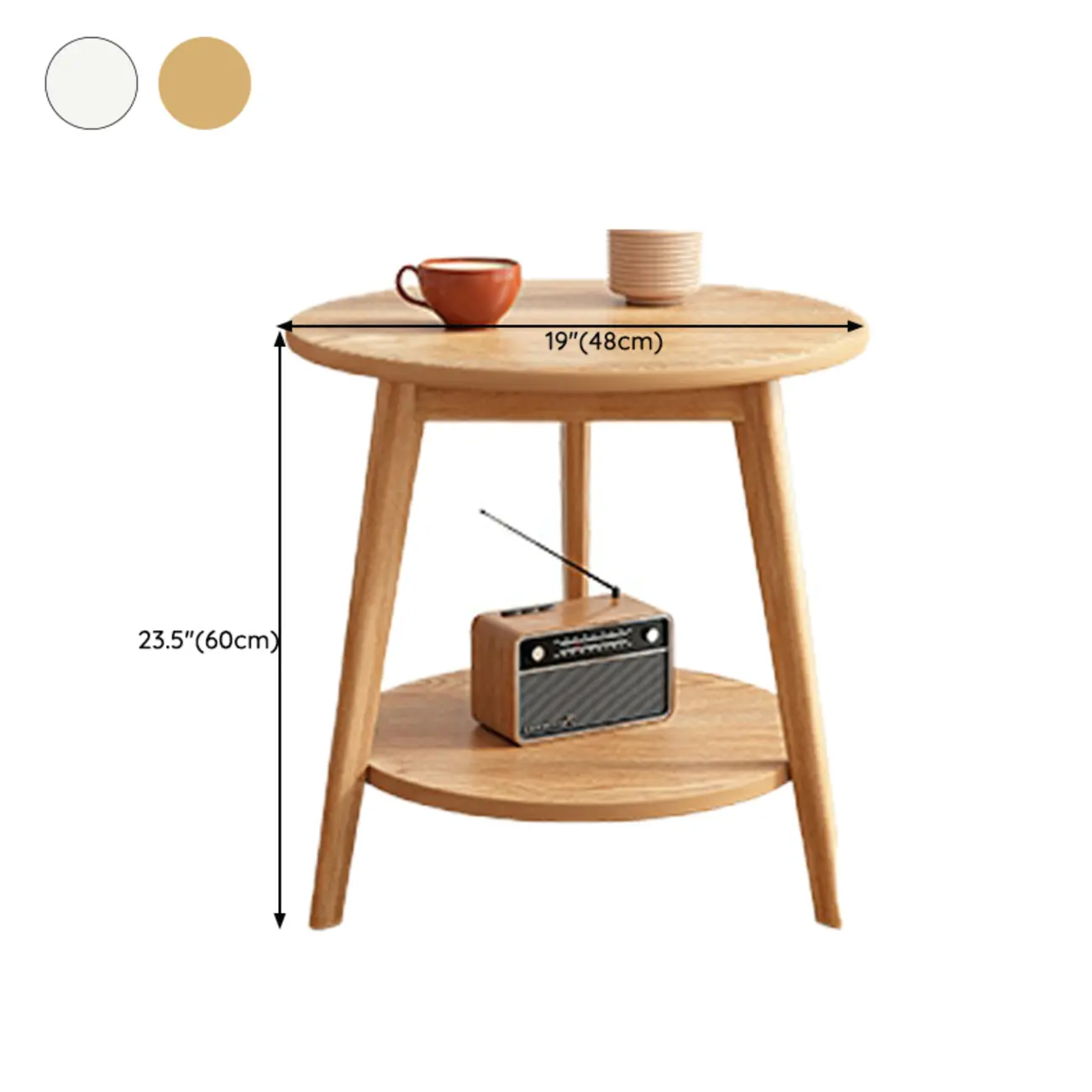 Contemporary Natural Wood Round three Legs Side Table Image - 44 | homeyfad