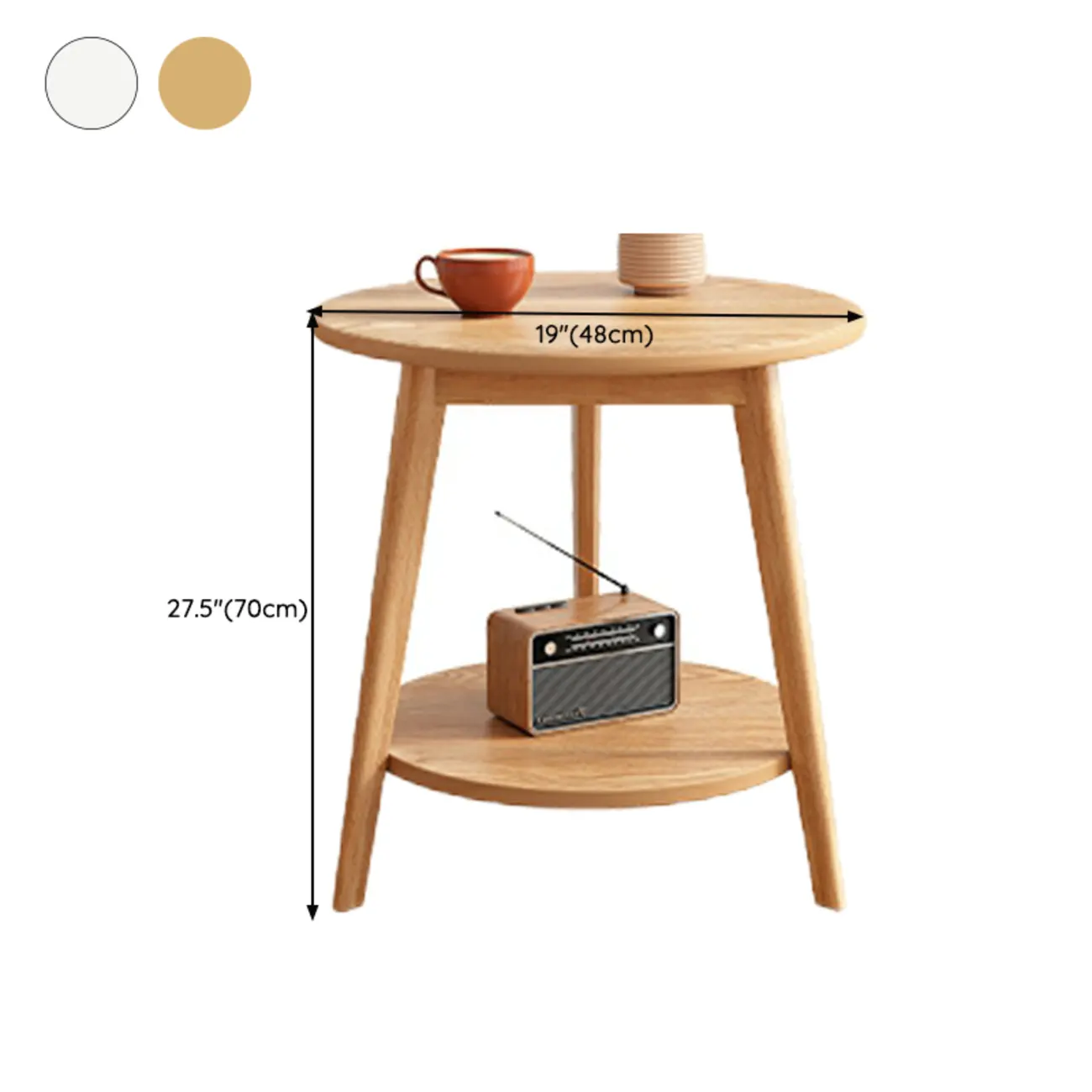 Contemporary Natural Wood Round three Legs Side Table Image - 45 | homeyfad