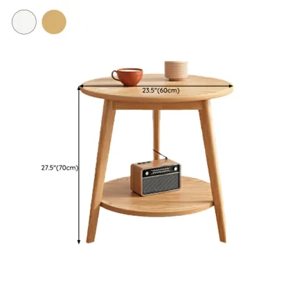 Contemporary Natural Wood Round three Legs Side Table Image - 46