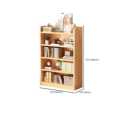 Narrow Vertical Modern Wooden Bookcase in Natural Finish #size