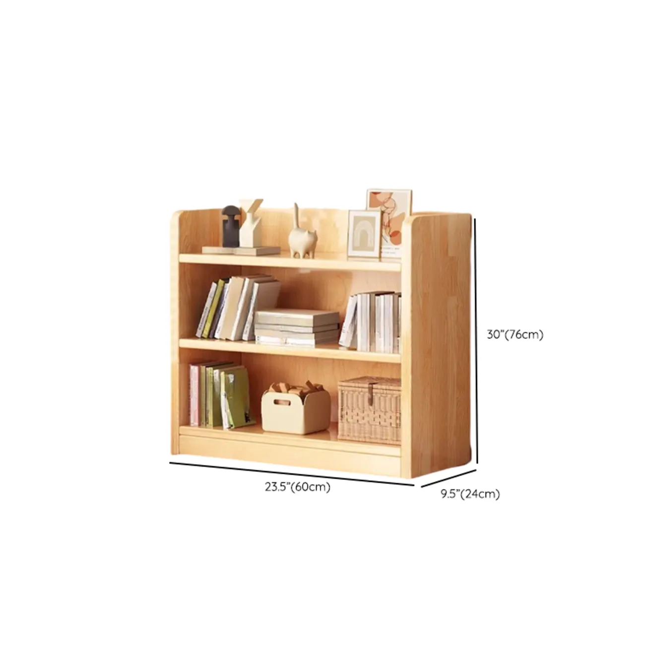 Narrow Vertical Modern Wooden Bookcase in Natural Finish Image - 28 | homeyfad