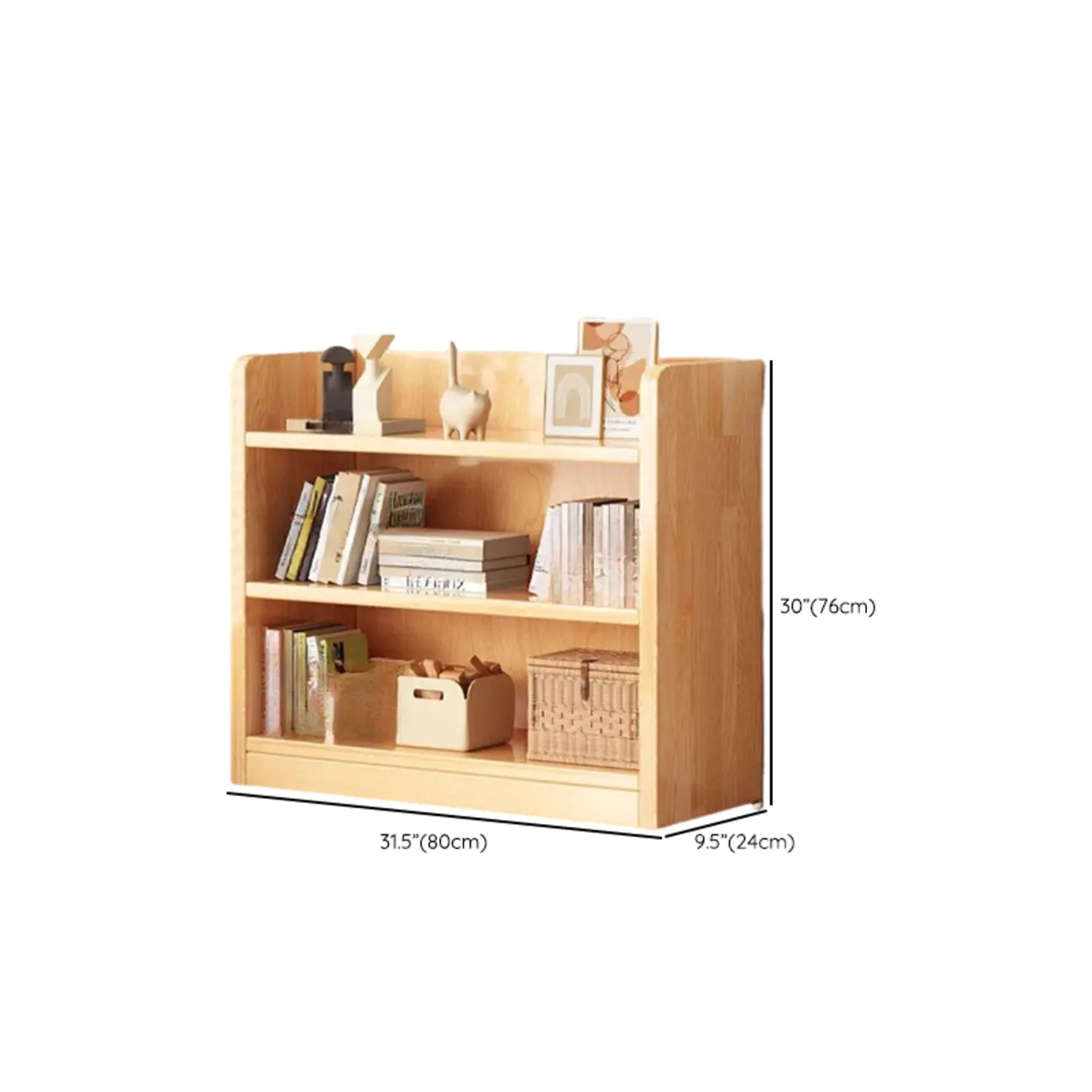 Narrow Vertical Modern Wooden Bookcase in Natural Finish Image - 29 | homeyfad