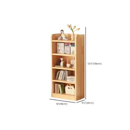 Narrow Vertical Modern Wooden Bookcase in Natural Finish Image - 35