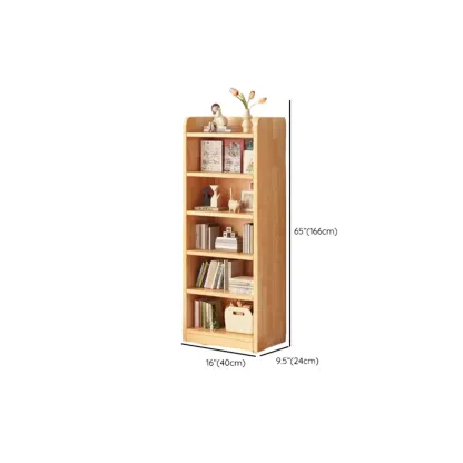 Narrow Vertical Modern Wooden Bookcase in Natural Finish Image - 37