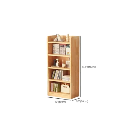Narrow Vertical Modern Wooden Bookcase in Natural Finish Image - 40