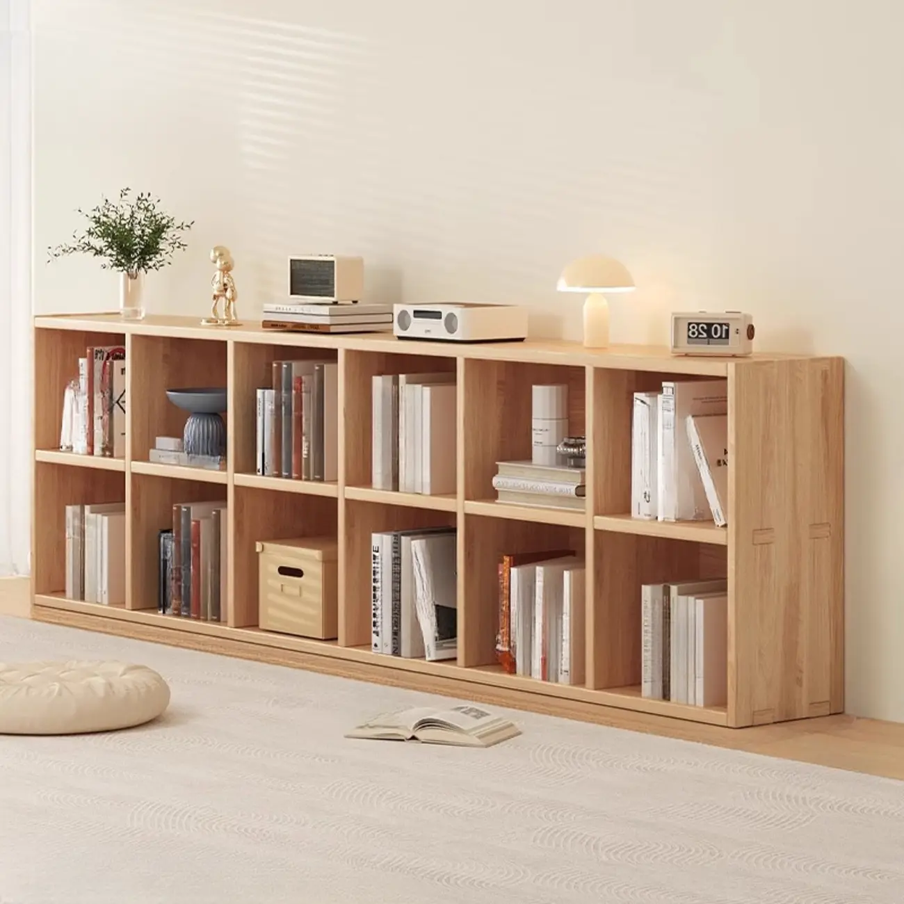 Natural Finish Durable Wooden 10-Cube Open Bookcase Image - 2 | homeyfad
