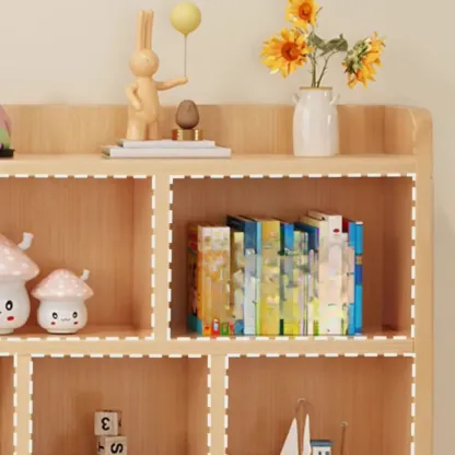 Natural Finish Durable Wooden 10-Cube Open Bookcase Image - 11