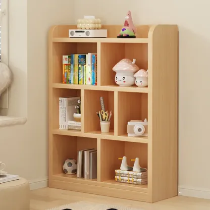 Natural Finish Durable Wooden 10-Cube Open Bookcase Image - 12