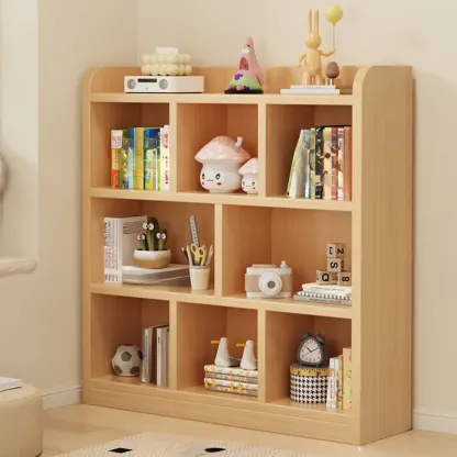 Natural Finish Durable Wooden 10-Cube Open Bookcase Image - 14
