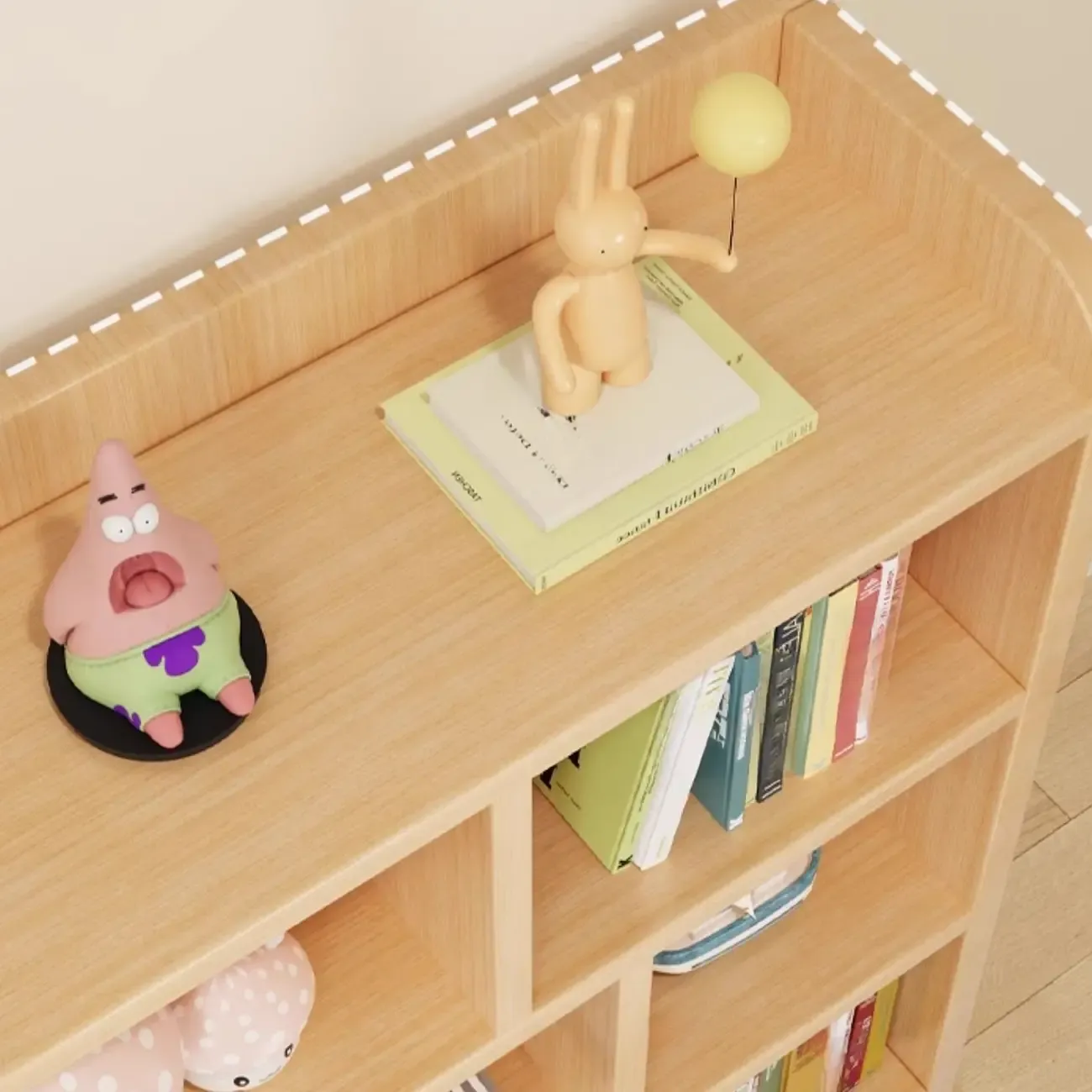 Natural Finish Durable Wooden 10-Cube Open Bookcase Image - 16