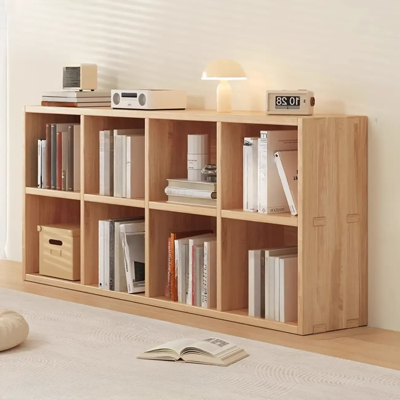 Natural Finish Durable Wooden 10-Cube Open Bookcase Image - 17