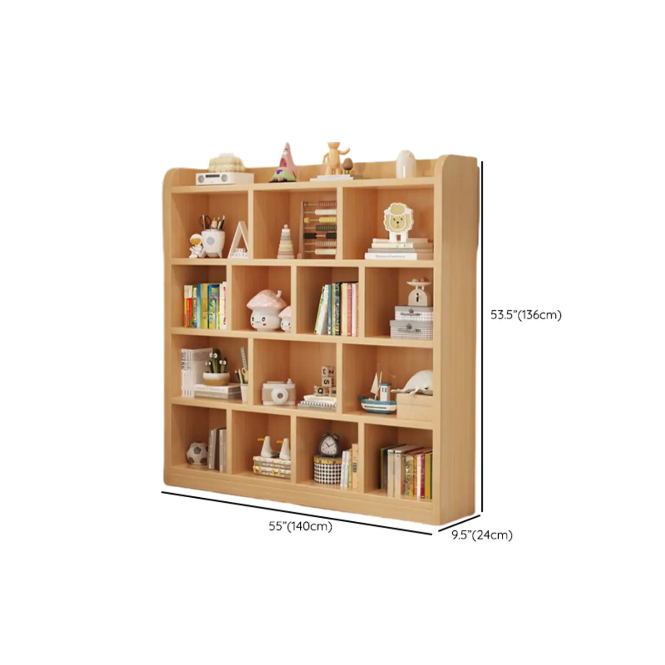Natural Finish Durable Wooden 10-Cube Open Bookcase Image - 37 | homeyfad