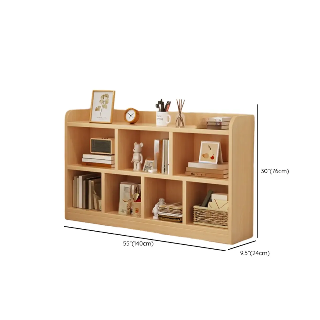 Natural Finish Durable Wooden 10-Cube Open Bookcase Image - 38