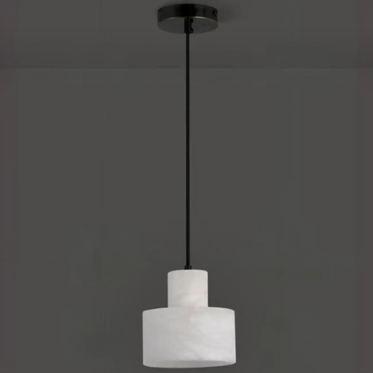 Unique White Cylinder Alabaster Kitchen Pendant Light Image - 7