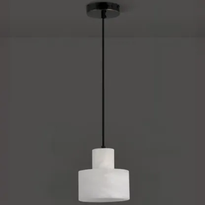 Unique White Cylinder Alabaster Kitchen Pendant Light Image - 7
