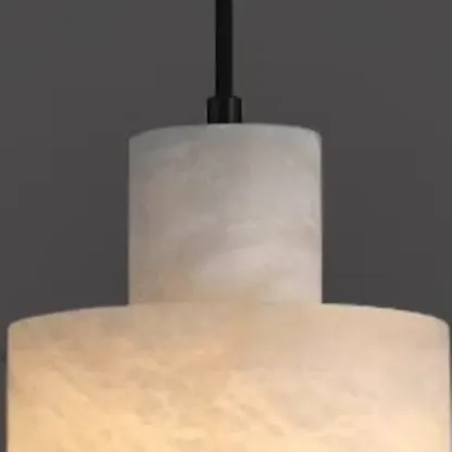 Unique White Cylinder Alabaster Kitchen Pendant Light Image - 5