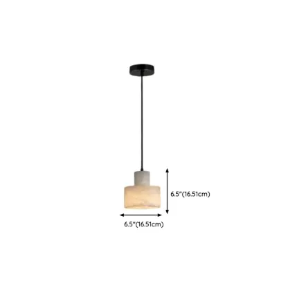 Unique White Cylinder Alabaster Kitchen Pendant Light #size