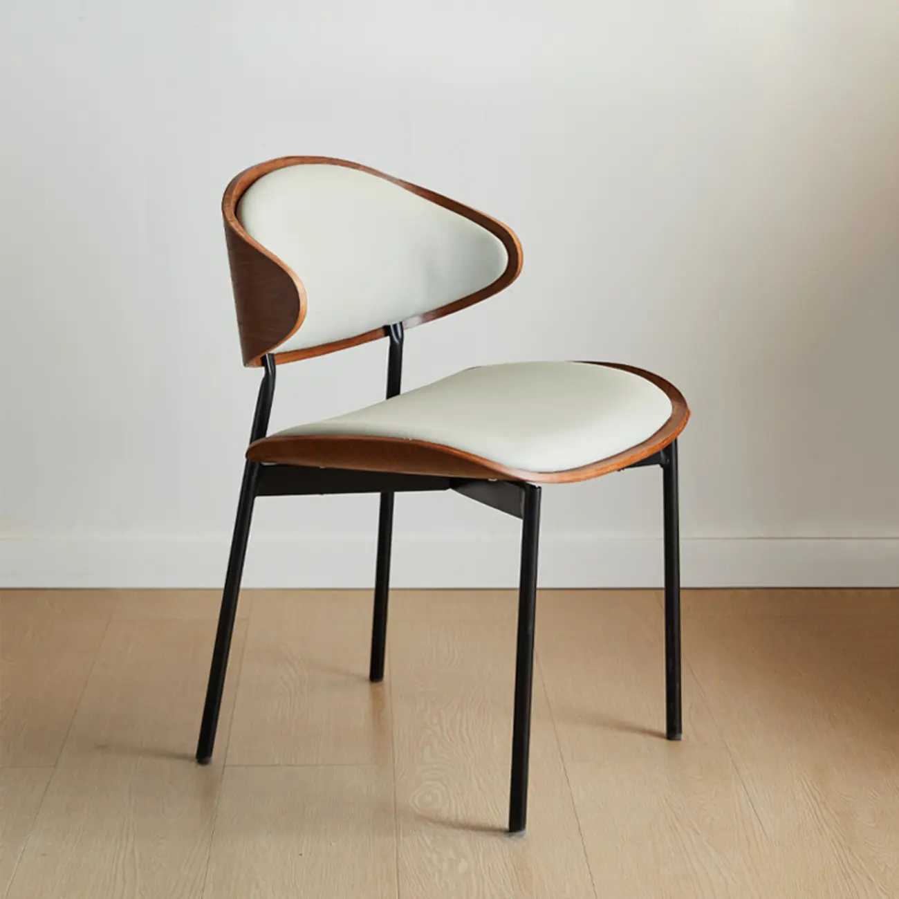 Black Leather Seat Curved Back Dining Chair Image - 9 | homeyfad