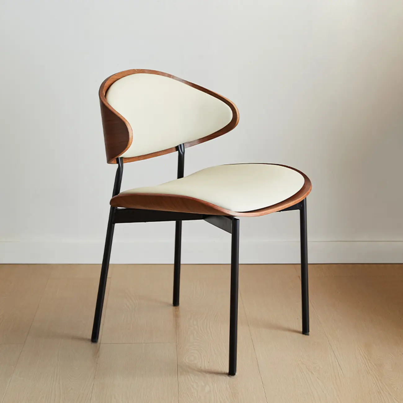 Black Leather Seat Curved Back Dining Chair Image - 13 | homeyfad