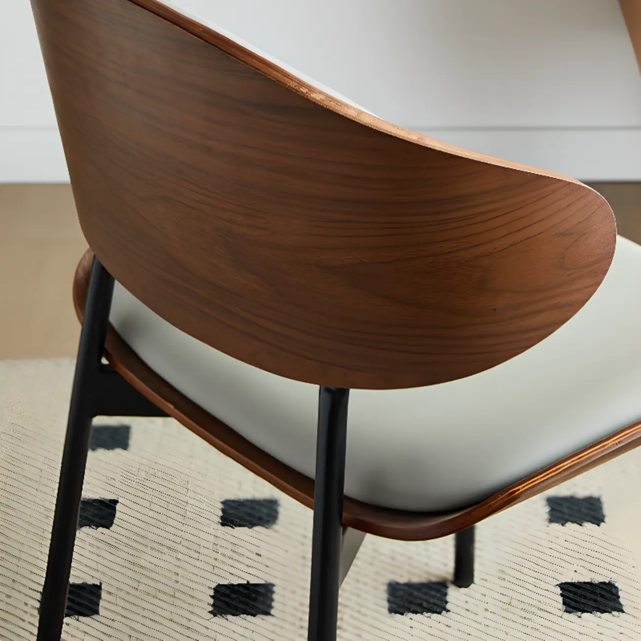 Black Leather Seat Curved Back Dining Chair Image - 16 | homeyfad