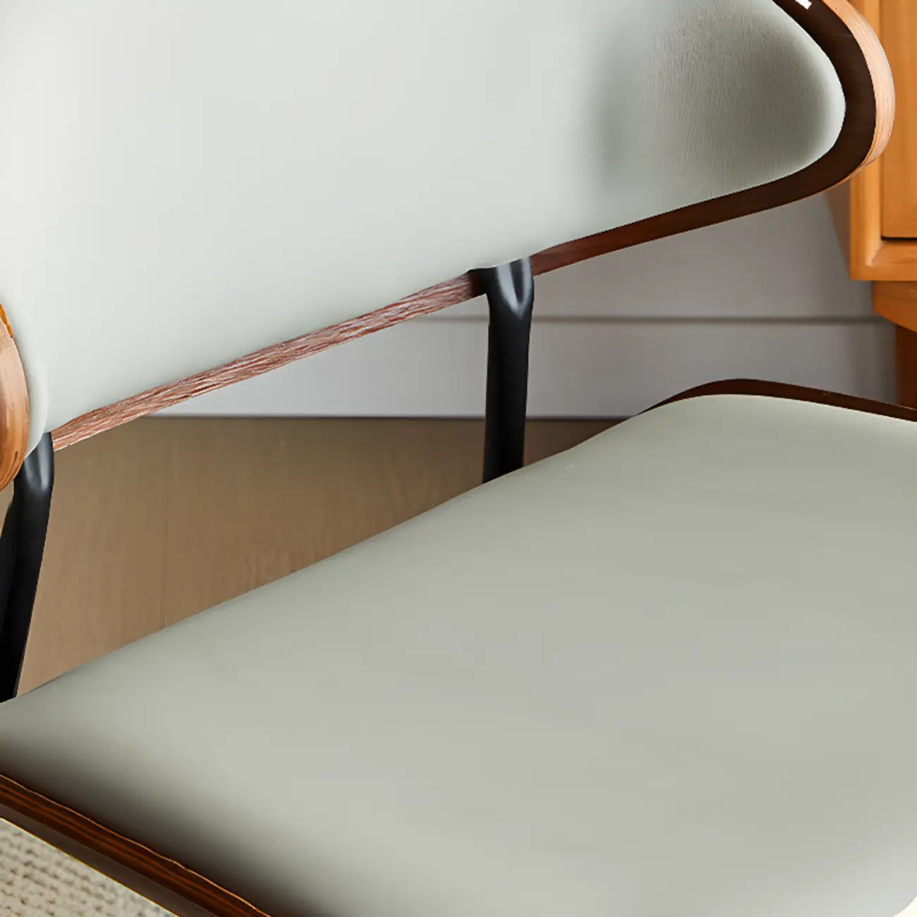 Black Leather Seat Curved Back Dining Chair Image - 17 | homeyfad