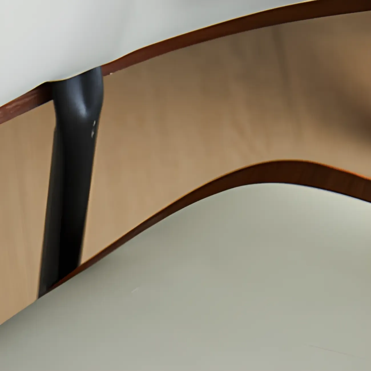 Black Leather Seat Curved Back Dining Chair Image - 18