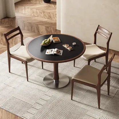 Modern Upholstered Ladder Back Wooden Dining Chair  Image - 4