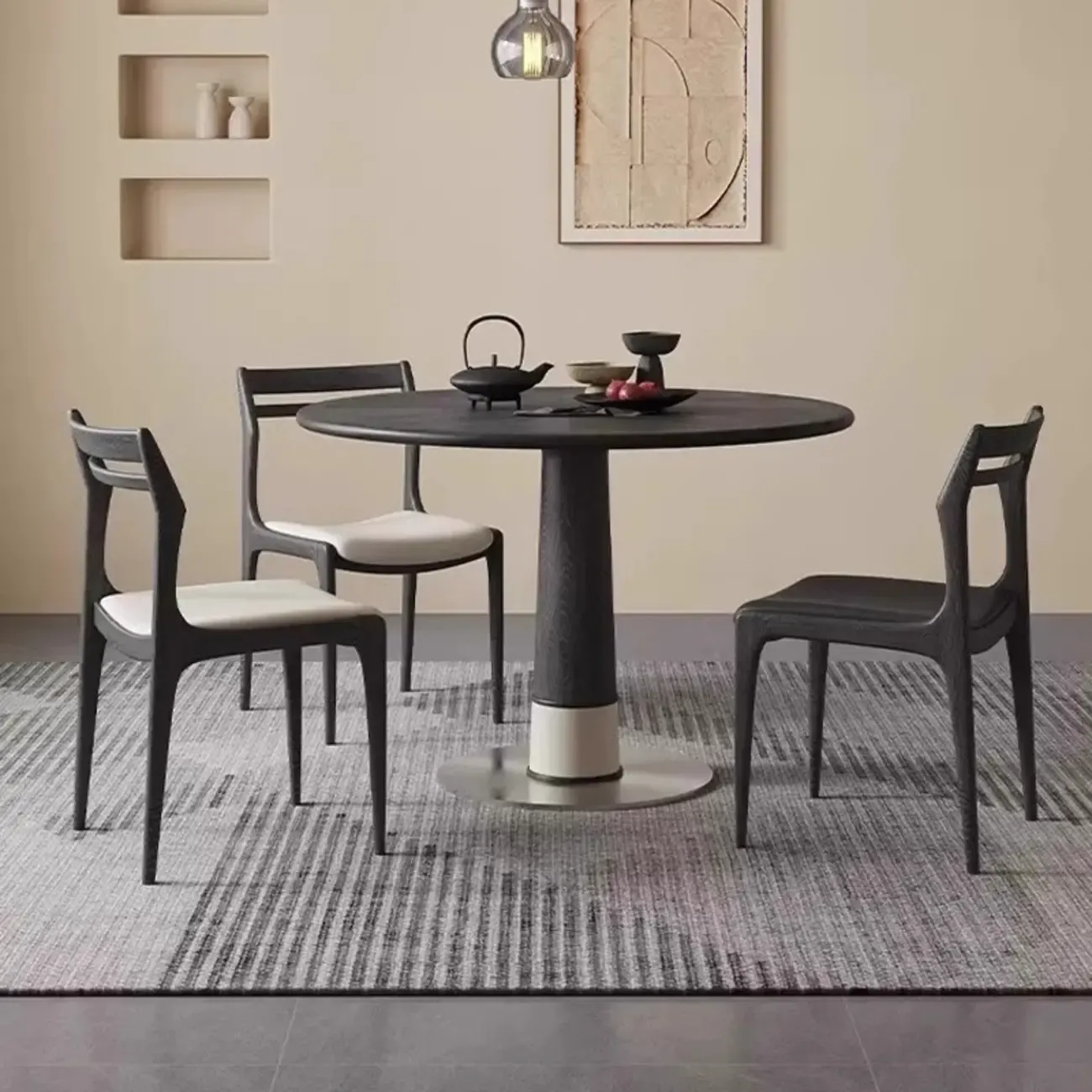 Modern Upholstered Ladder Back Wooden Dining Chair  Image - 6