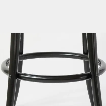 Walnut Beech Wood Leather Seat Bar Stools with Back Image - 15