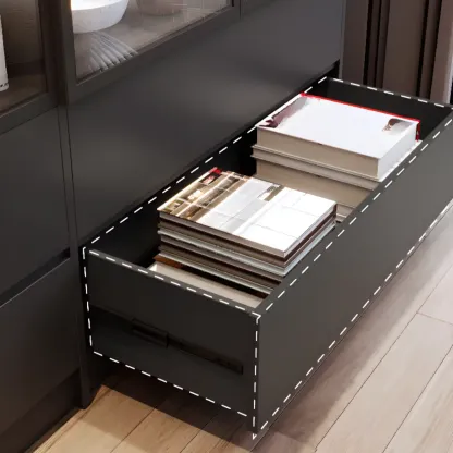 Black Freestanding Wood Wine Cabinet with Glass Doors Image - 13