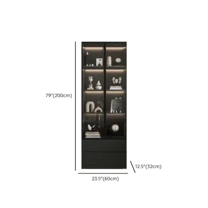 Black Freestanding Wood Wine Cabinet with Glass Doors #size