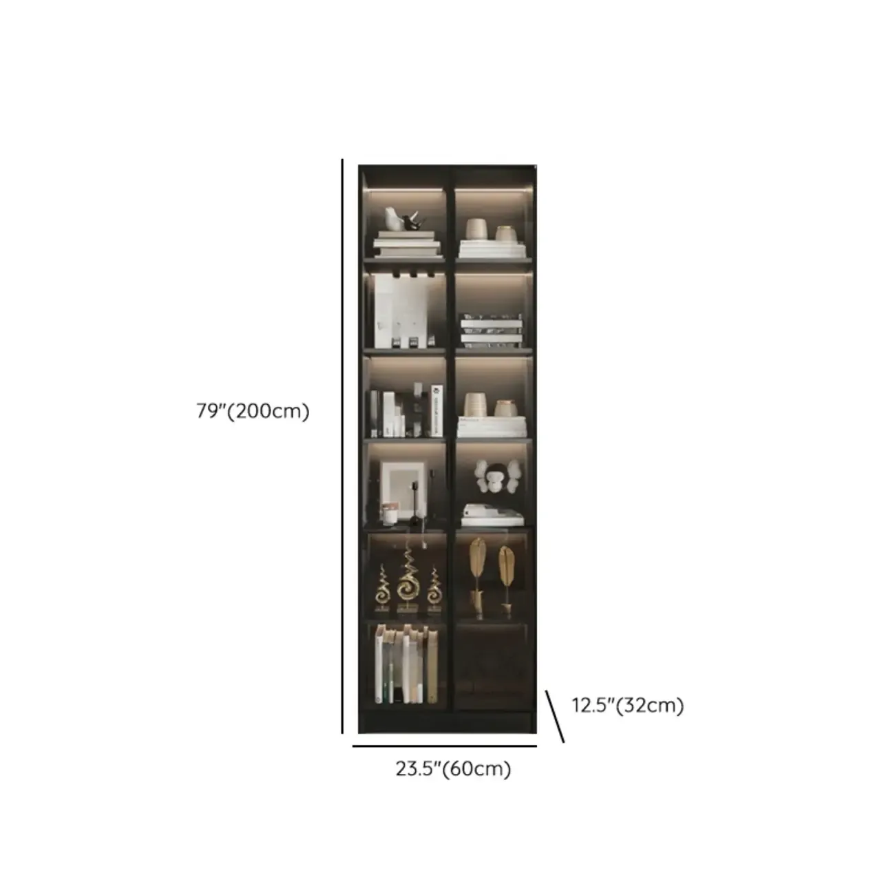 Black Freestanding Wood Wine Cabinet with Glass Doors Image - 18