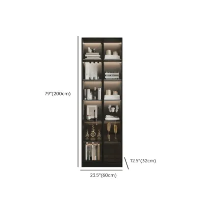 Black Freestanding Wood Wine Cabinet with Glass Doors Image - 18
