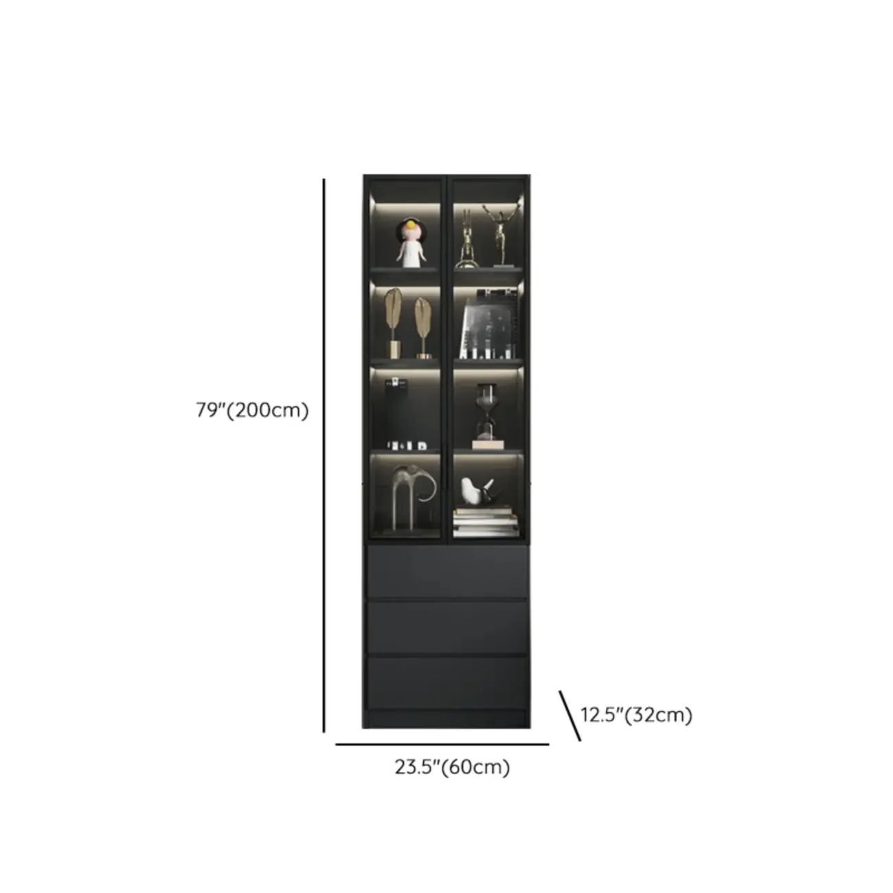 Black Freestanding Wood Wine Cabinet with Glass Doors Image - 20 | homeyfad