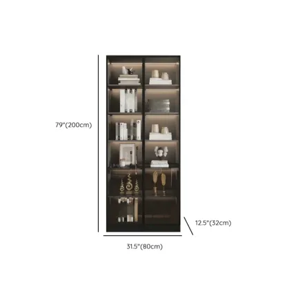 Black Freestanding Wood Wine Cabinet with Glass Doors Image - 22