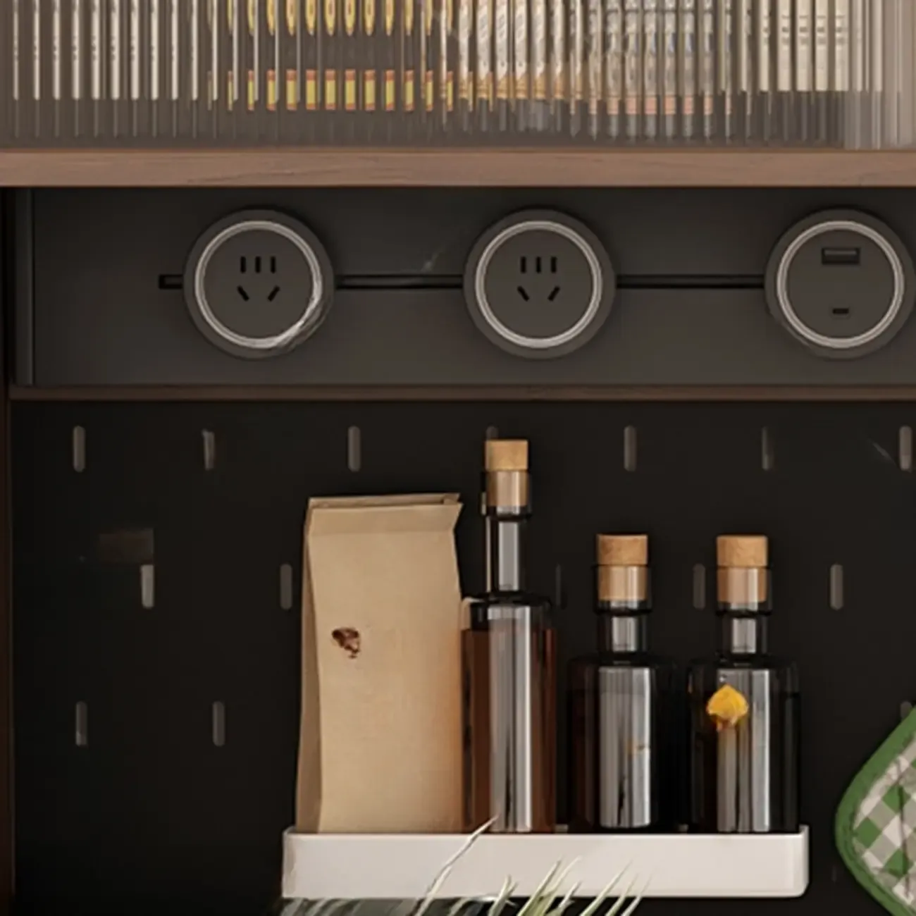 Space-Saving Brown 2-Drawer Wood Buffet Table Sliding Doors Image - 10