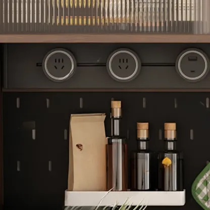 Space-Saving Brown 2-Drawer Wood Buffet Table Sliding Doors Image - 10