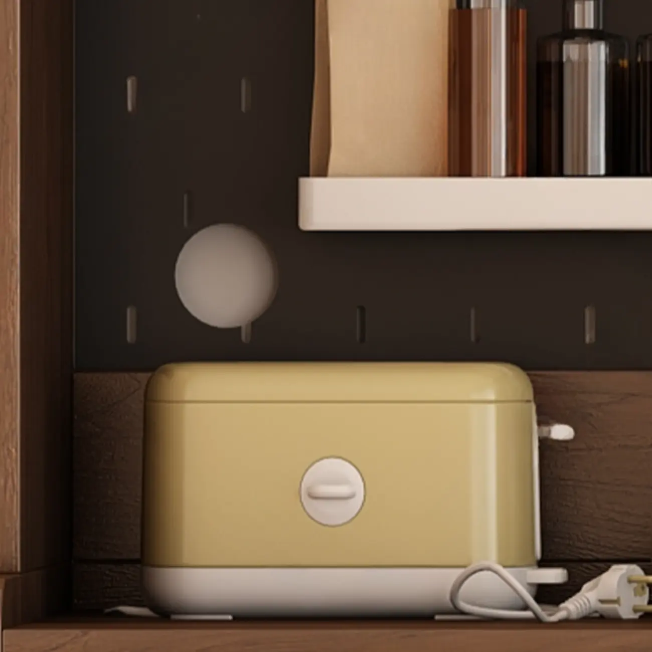 Space-Saving Brown 2-Drawer Wood Buffet Table Sliding Doors Image - 13 | homeyfad