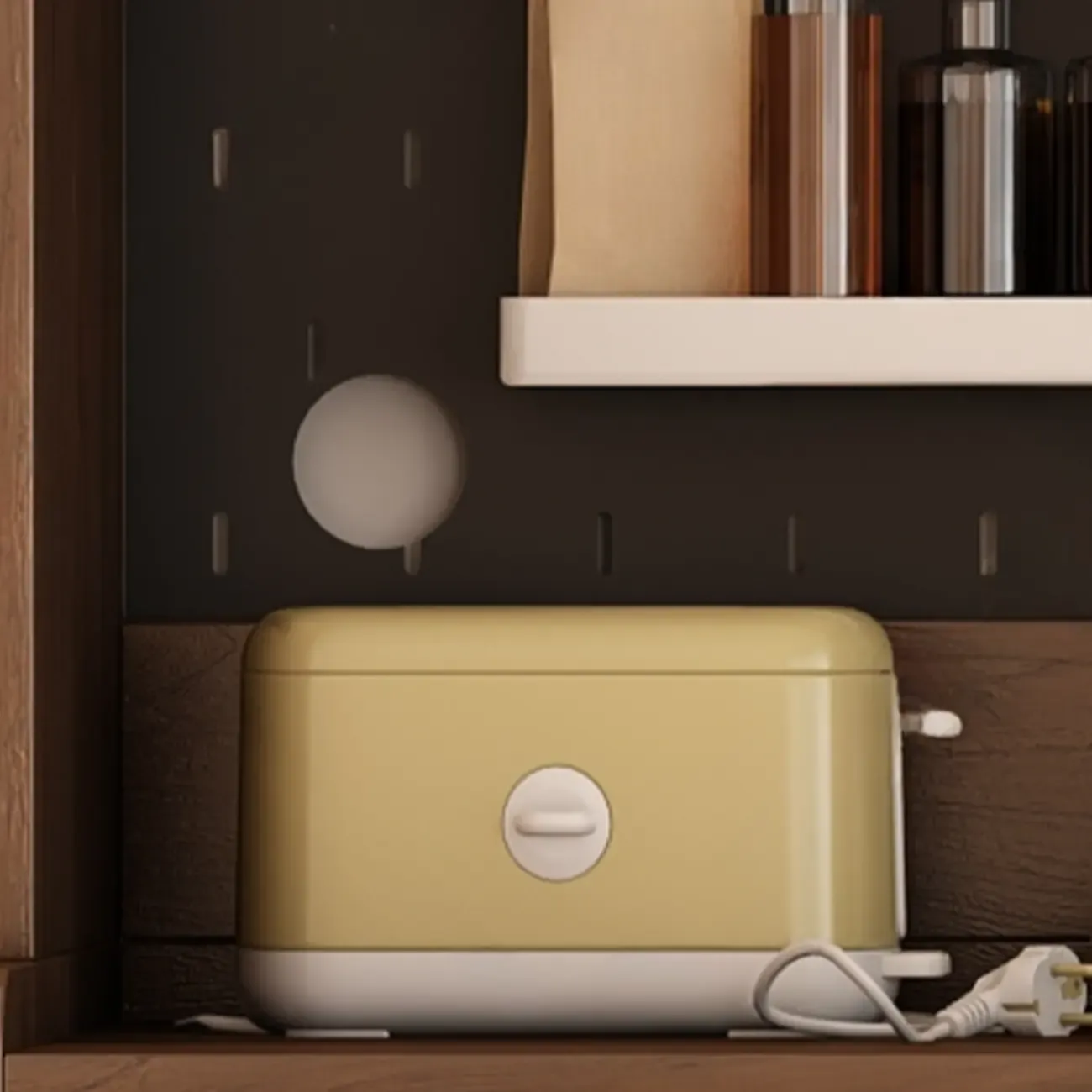 Space-Saving Brown 2-Drawer Wood Buffet Table Sliding Doors Image - 13