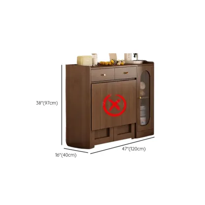 Space-Saving Brown 2-Drawer Wood Buffet Table Sliding Doors #size