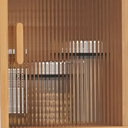 Mobile Natural Wood Hutch Top Kitchen Sideboard with Doors Image - 8