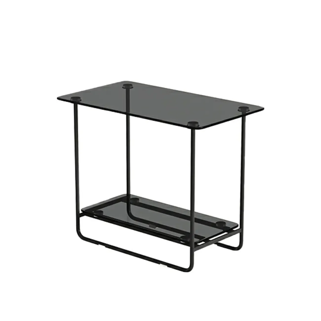 Brown Glass Top Oval Metal Frame Storage Side Table Image - 6