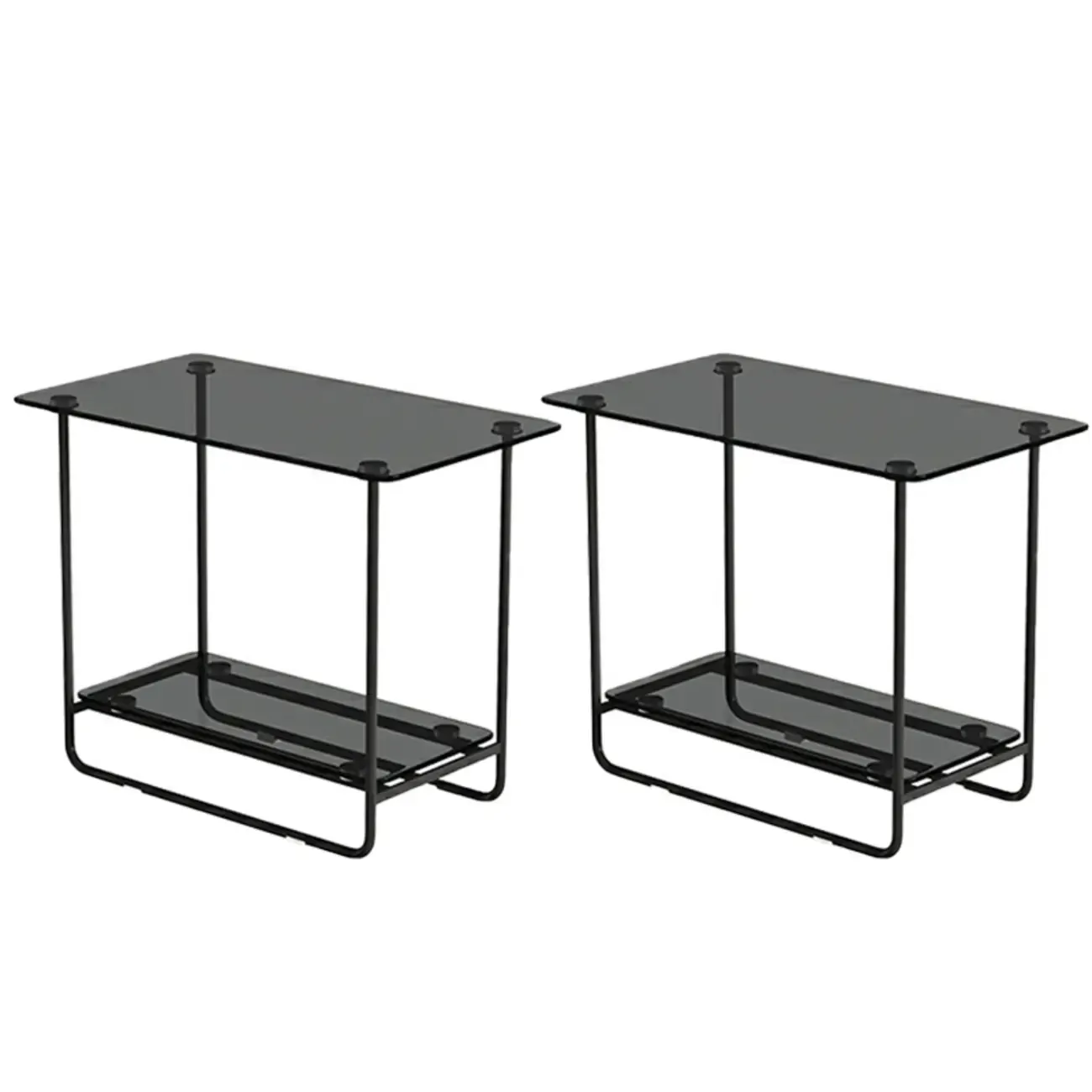 Brown Glass Top Oval Metal Frame Storage Side Table Image - 8