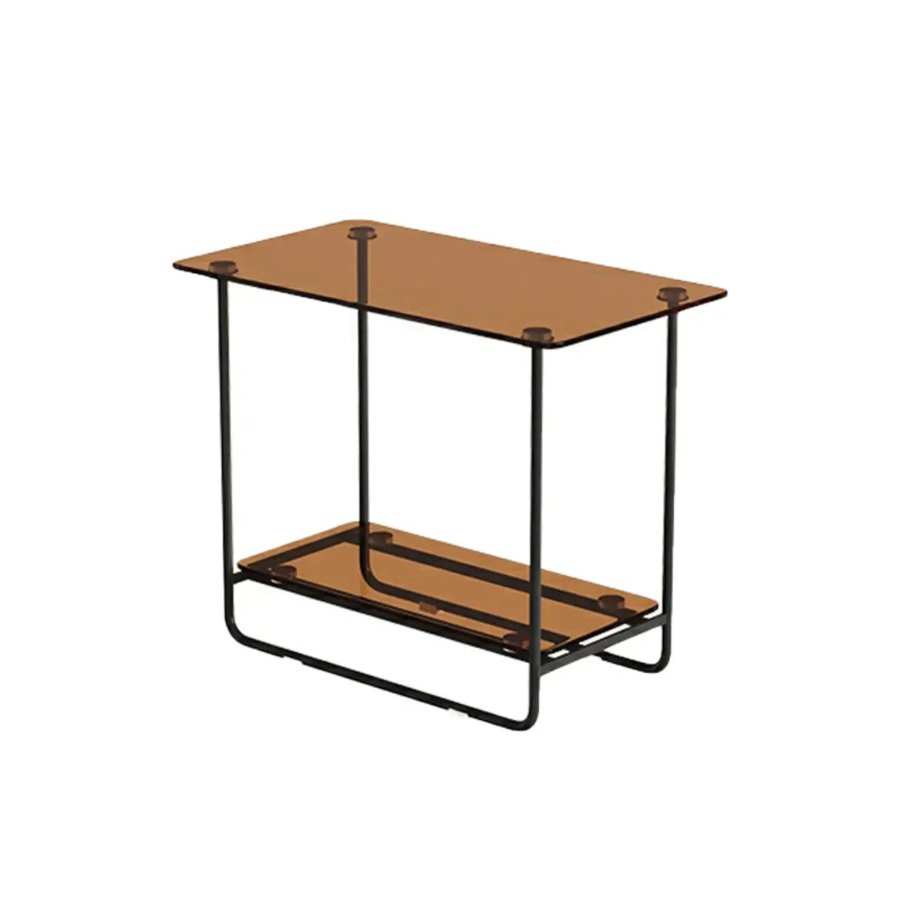 Brown Glass Top Oval Metal Frame Storage Side Table Image - 9