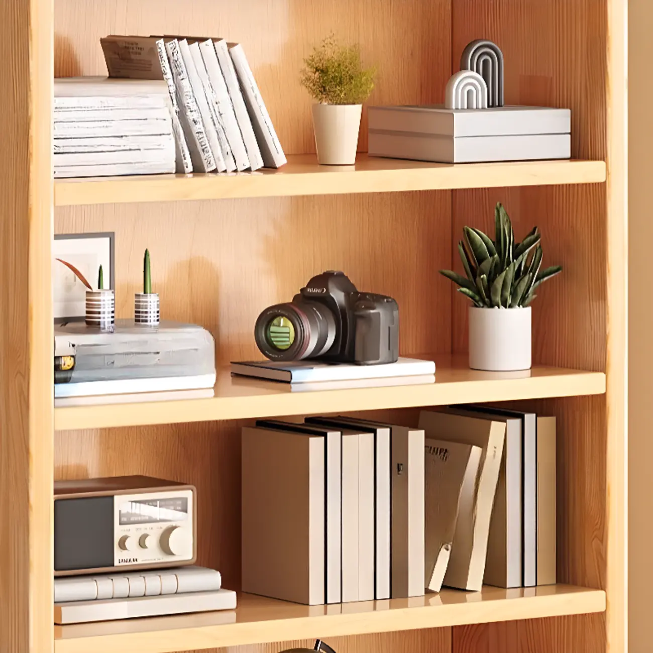 Durable Brown Wooden Vertical Open Storage 5-Shelf Bookcase Image - 10 | homeyfad