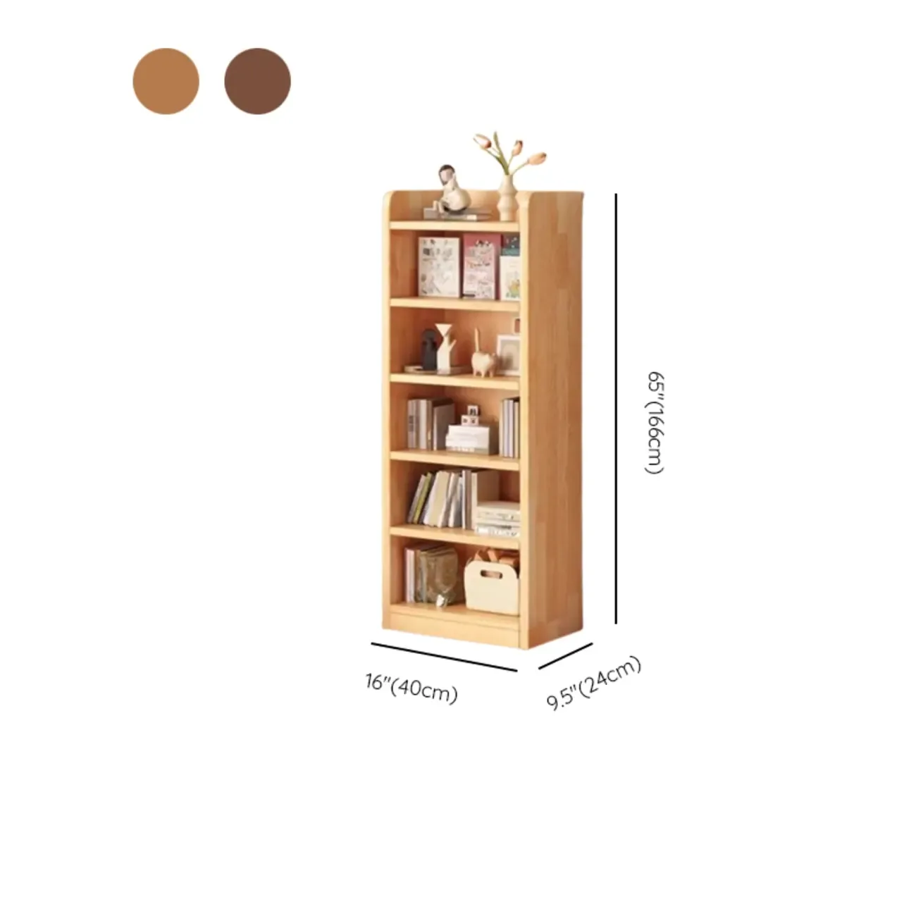 Durable Brown Wooden Vertical Open Storage 5-Shelf Bookcase Image - 18
