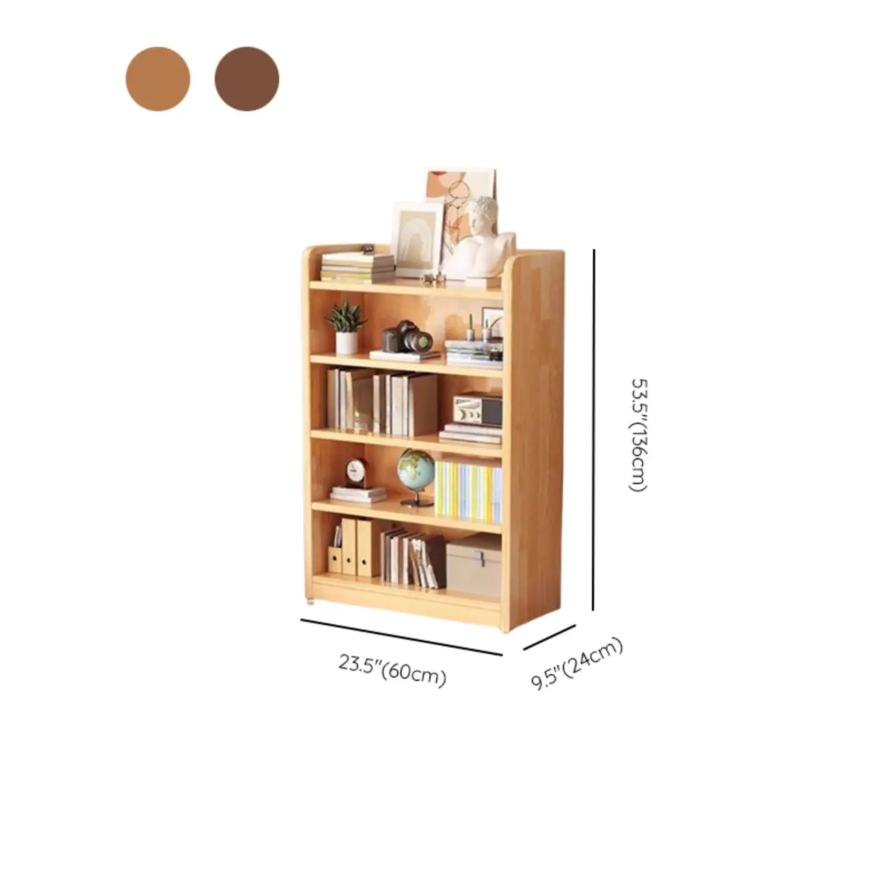 Durable Brown Wooden Vertical Open Storage 5-Shelf Bookcase Image - 19 | homeyfad