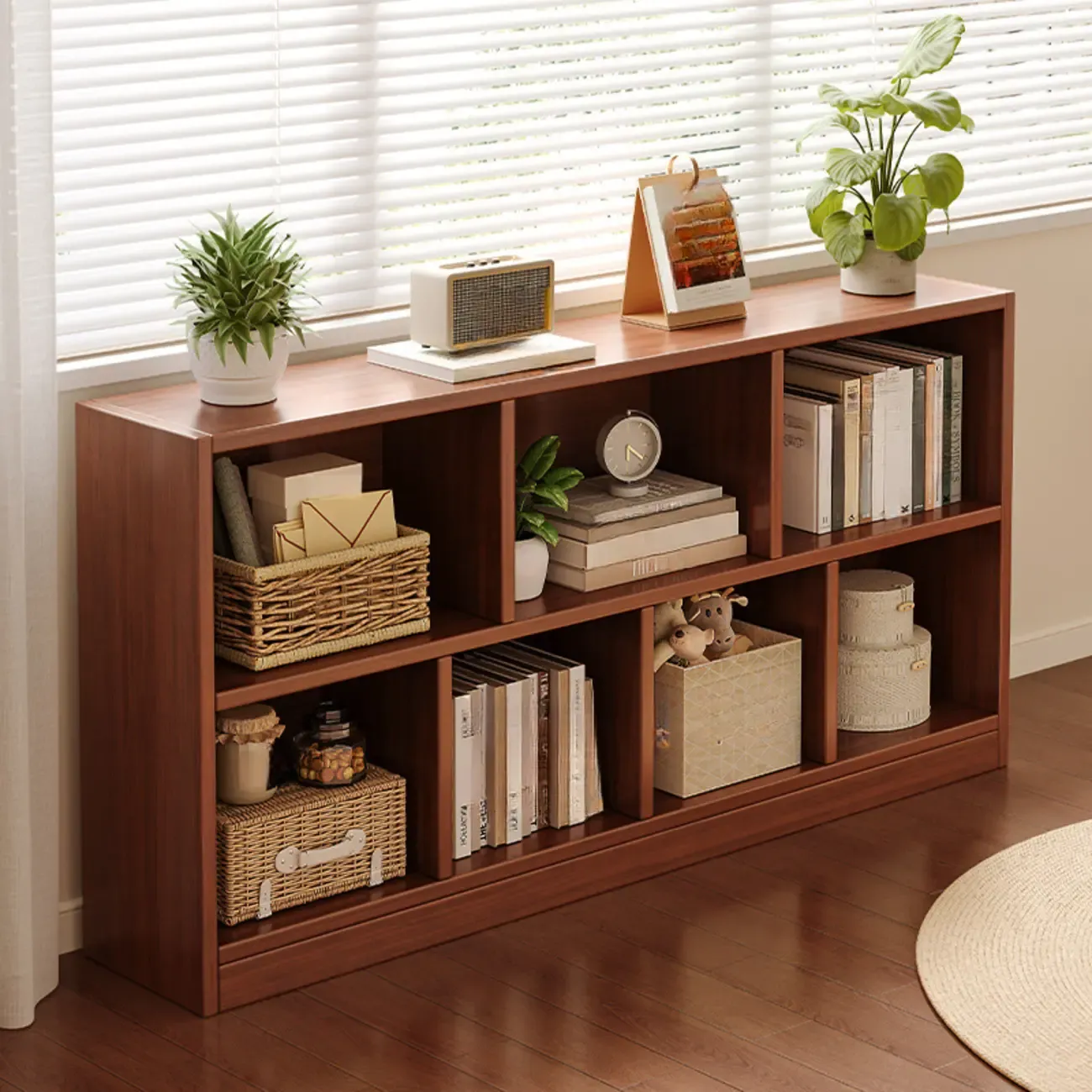 Modern Wooden Compact Bookcase Home Office Shelves Image - 6