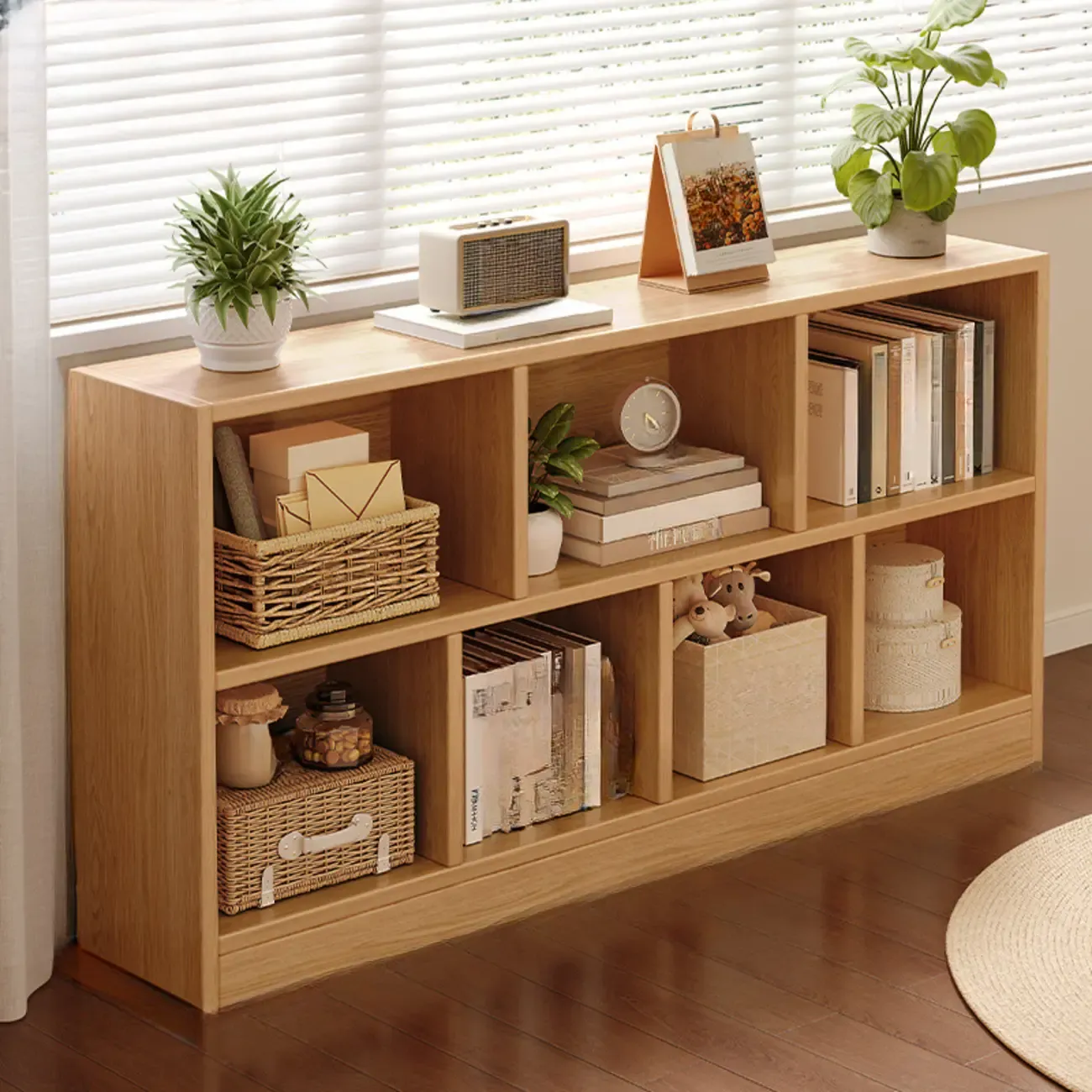 Modern Wooden Compact Bookcase Home Office Shelves Image - 8